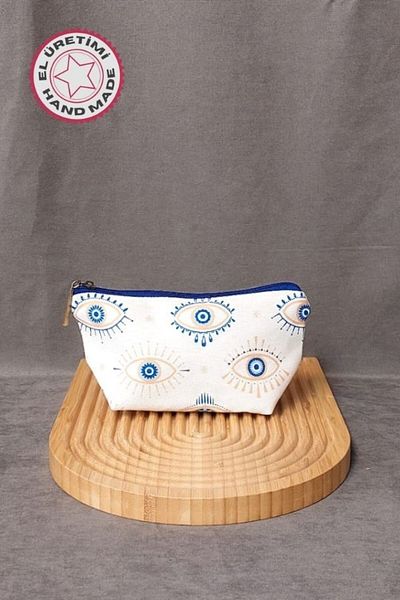 Uretti - Gamze 9546 8208 Geantă de machiaj din in, lucrată manual - Albă