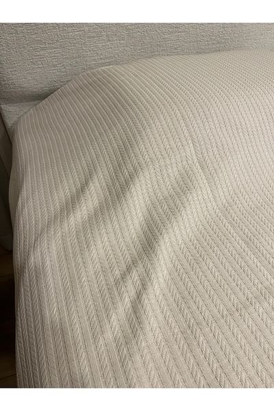 Renk Tekstil Beige Knitted Textured Pique Double 100% Natural Cotton - 230 X 235