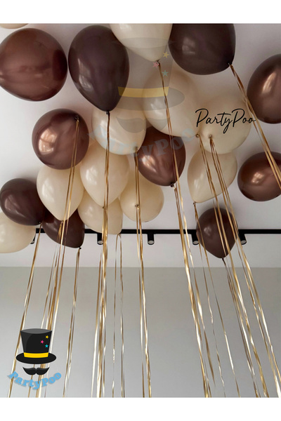 PartyPoo Kahverengi-Bej Renk Balon Seti 15'li