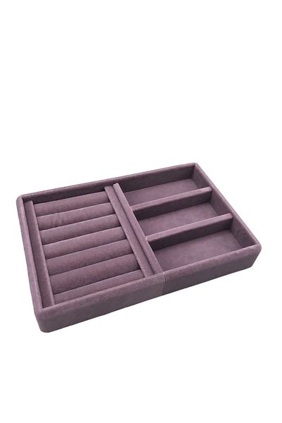 MeGass Dekor Suede Fabric Lilac Color 22 cm 14 cm Drawer Jewelry Stand