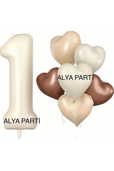ALYA Σετ γενεθλίων PARTY Number Foil με μπαλόνια και ρετρό χρώματα Heart Foil μπαλόνια