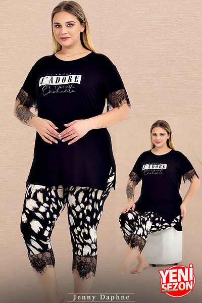 Jenny Daphne Large Size Dessini Crew Neck Sleeves, Legs and Pajamas