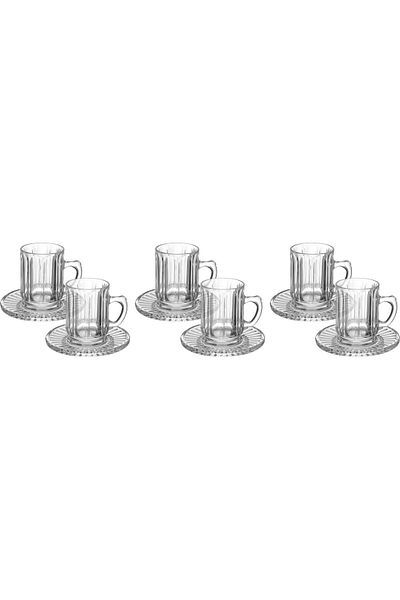 Alsaif Gallery Al Saif Gallery Max glass beads, patterned, with saucers, 12 pieces - clear