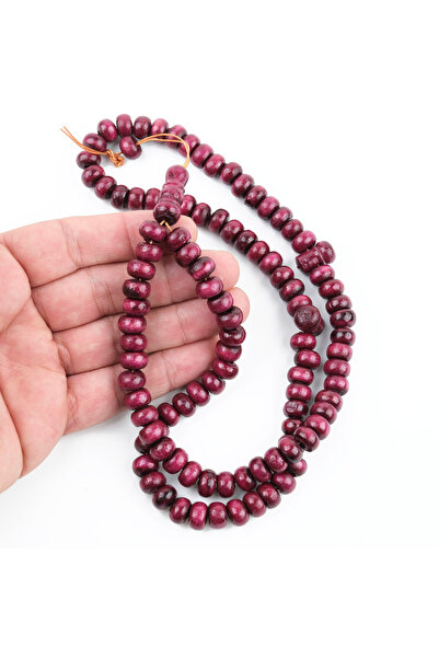 LapisDo Boxwood Painted Cherry Rotten 99 Wheel Cut 10X6Mm Prayer Rosary