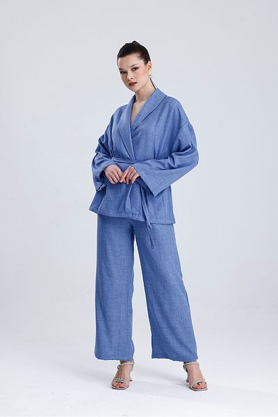 MD trend Women's Waist Lace-Up Kimono Set