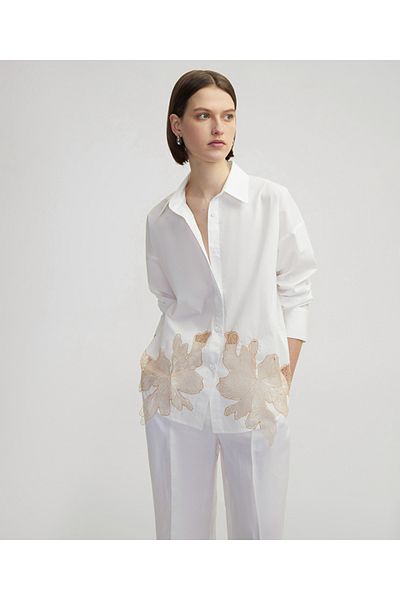 İpekyol Poplin Shirt with Contrast Transparent Inserts