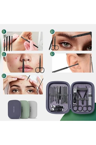 Arzu Güzel Cosmetics Purple 18 Piece Handy Manicure-Pedicure Set - Hand and Foot Nail Care