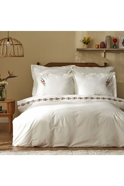Karaca Home Karaca Home Blance 100% Baumwolle Doppeltes gesticktes Bettbezug Set, Wei