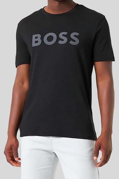 BOSS Regular Fit Bisiklet Yaka Erkek T-shirt Siyah