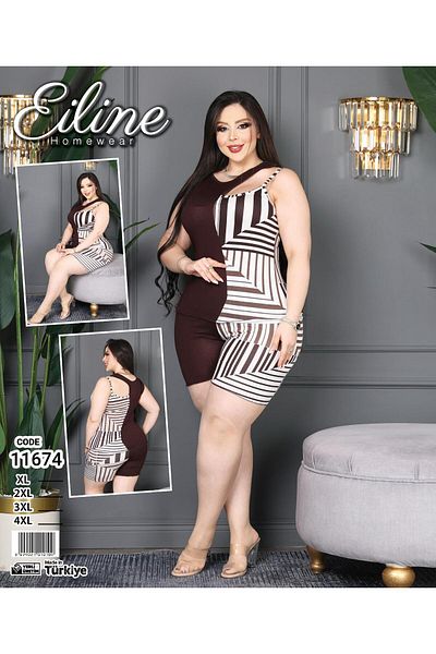 RAHAF TİCARET Plus Size Patterned Bikama Set