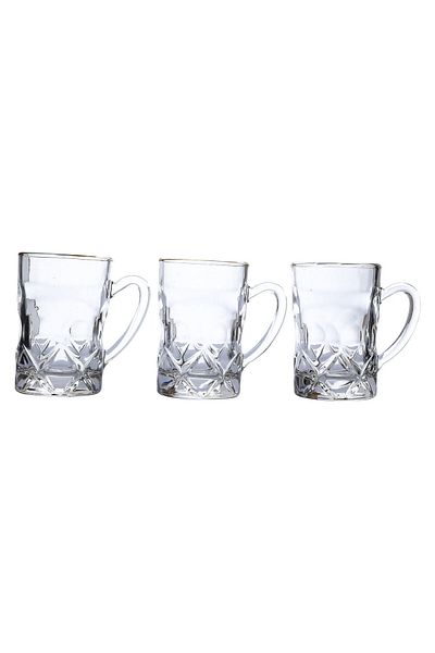 Alsaif Gallery Tea set with max glass handle, with golden font, 6 pieces - transparent