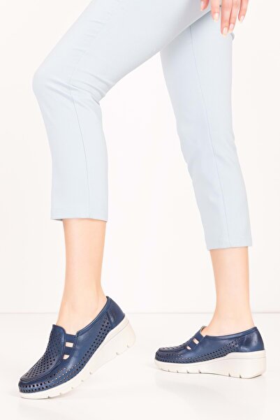 Gondol Hakiki Deri Dolgu Taban Rahat Yazlık Ayakkabı Esfa.4001