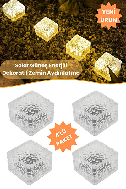 Trendpoint (4Adet) Güneş Enerjili Premium Led Dekoratif Zemin Bahçe Aydınlatm...