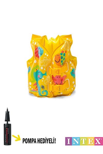hediyecik Fish Patterned Swim Vest - Pool and Sea Vest for 3-5 Years Old Children 41X30 cm