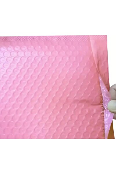 OZN AKSESUAR Bantlı Pembe Patpatlı Balonlu Kargo Poşeti E Ticaret poşeti 10 Adet 25x30+4
