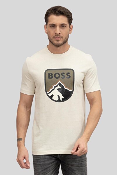 BOSS Regular Fit Bisiklet Yaka Erkek T-shirt Beyaz