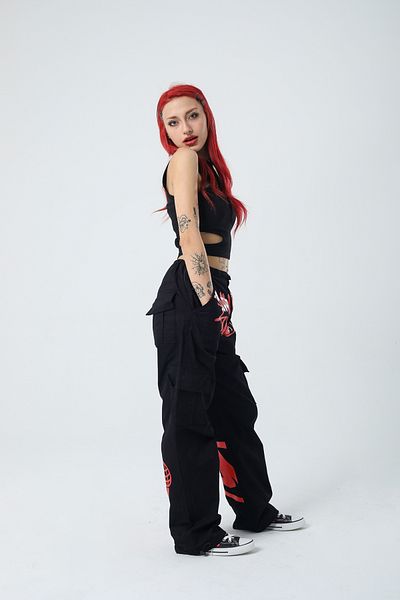 KOTOLOG Unisex Grunge Baggy Elastic Adjust Waist Leg Snow Jean Money Pants in the Cloud