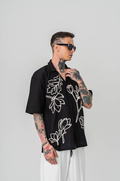 go gang own Ібіца вишивка Детальна сорочка з льону