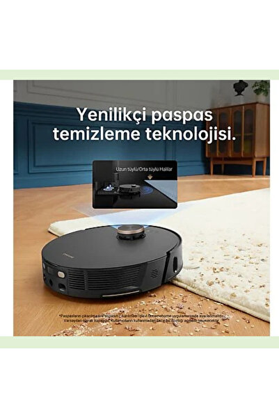 Dreame En Gelişmiş ve Güçlü Süpürme SistemiUltra Kenar Temizliği Mop Robot Süpürge Siyah