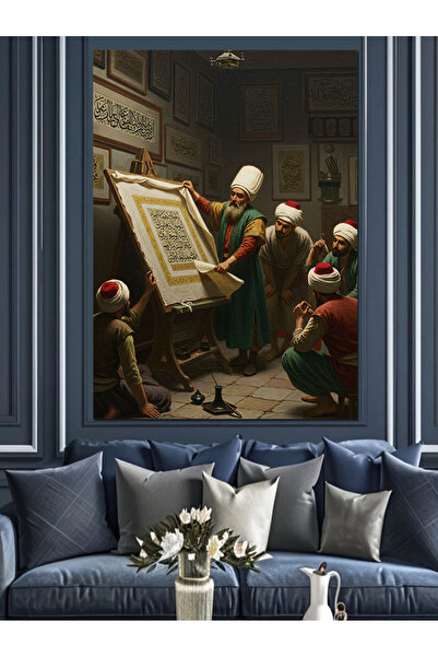 ekart Osmanlı Tarihi Yazarken Hattat Dekoratif Kanvas - Mdf Ahşap Tablo