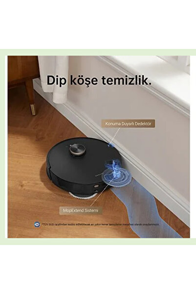 Dreame En Gelişmiş ve Güçlü Süpürme SistemiUltra Kenar Temizliği Mop Robot Süpürge Siyah