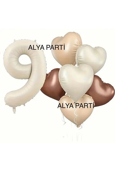 ALYA Σετ γενεθλίων PARTY Number Foil με μπαλόνια και ρετρό χρώματα Heart Foil μπαλόνια