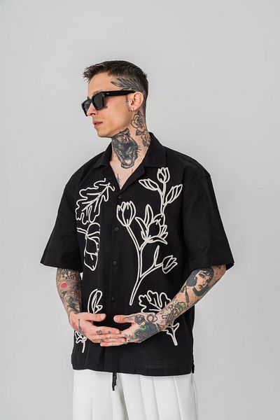 go gang own Ленена риза Ibiza с бродирани детайли