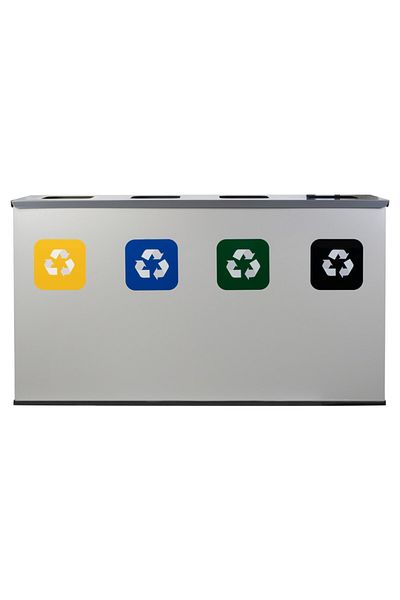 Alda Waste bin for selective collection, Alda, 4X60 L, stainless steel, 4in1