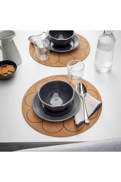 IKEA Svartvide Cork Flower Place Mat – 35 Cm, Sound-dampening, Water-resistant, Stylish Table Protector