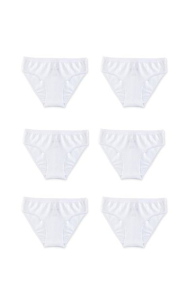 BAYKAR Chiloți tăiați pentru bikini din bumbac și lycra pentru fetiță 5005 alb Pachet de 6 bucăți