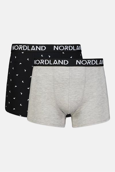 Nordland Men 2 Pieces Brand Logo Boxer, Black/grey