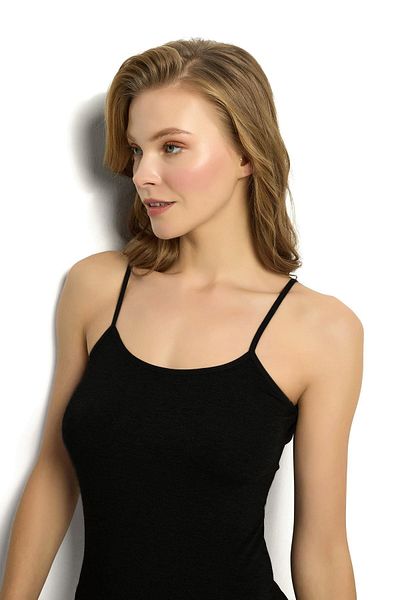 Jiber Black Bamboo Women's Undershirt 668 - Rope Strap