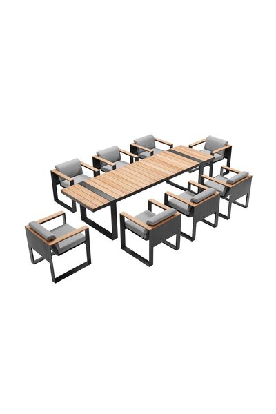 Passion Tradure Özel Tasarım Dış Mekan Bahçe Mobilyası 8 Kişilik Masif Ahşap ...