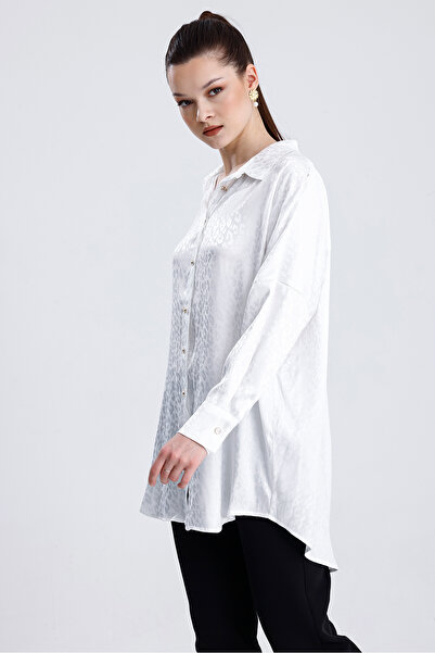 MD trend Women's Leopard Print Oversize Satin Shirt