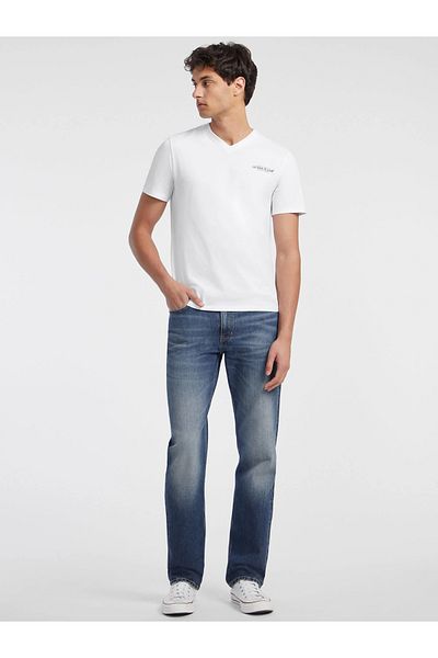 Guess Ανδρικό λευκό μπλουζάκι Jeans Gj Ss Vn Slim American Tr Tee M4yi50k8hm0-g011