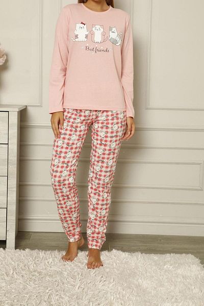 Nicoletta Γυναικείο Σετ Πυτζάμες Cotton Salmon