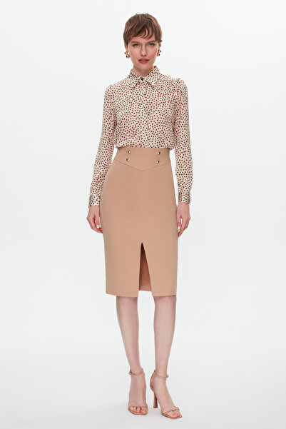 SHNWOMAN DÜĞME DETAY YIRTMAÇLI ETEK