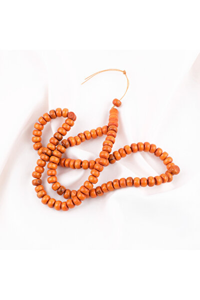 LapisDo Boxwood Painted Orange 99 Wheel Cut 10X6Mm Prayer Rosary