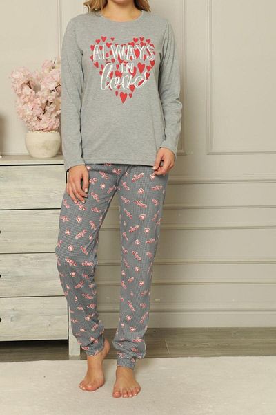 Nicoletta Set pijamale gri pentru damă, bumbac