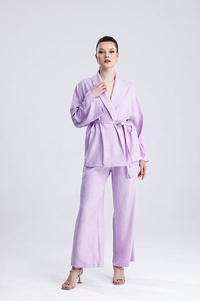 MD trend Women's Waist Lace-Up Kimono Set