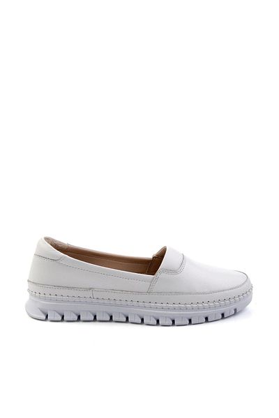 Bambi White Genuine Leather Women's Casual Shoes K 01518024403