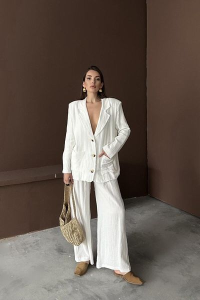 Viyamo Σετ Μουσελίνας Λευκό Oversize