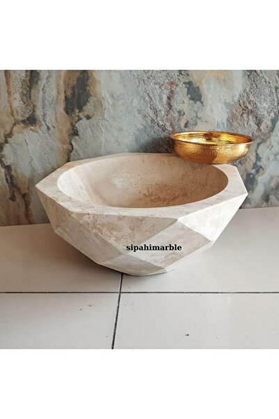 SİPAHİMARBLE Klasik Traverten Elmas Kesim Kurna