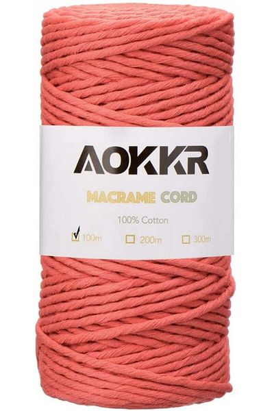 AOKKR macrame thread roll, cotton, red, 100 m