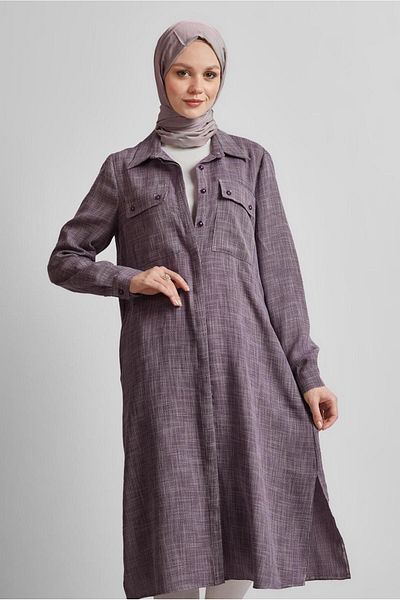 Alvina Shirt Collar Long Tunic 45346