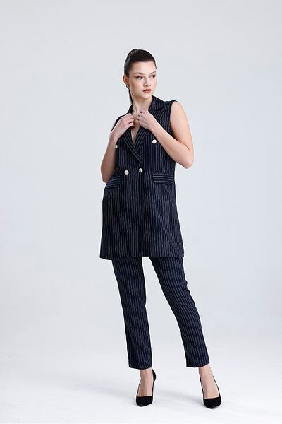 MD trend Women's Striped Vest Trousers Set