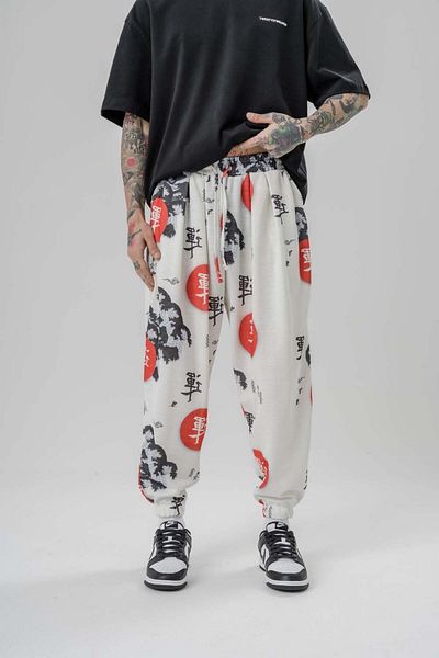 go gang own Kyoto Mount Waist Elastic πλισέ φαρδύ παντελόνι