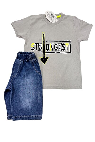 Esterella Boy's Short Capri / T-Shirt Jeans Row Set Summer Suit