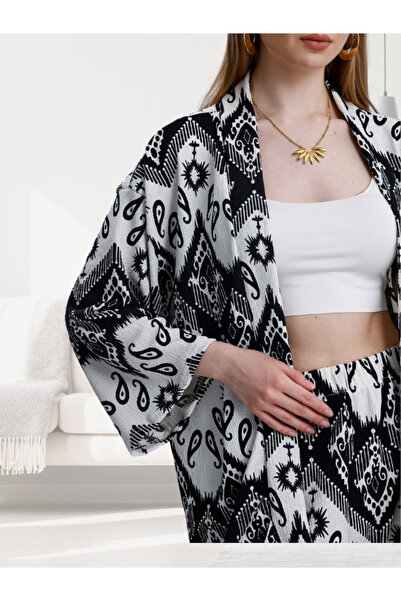 MOONBULL Kadın Desenli Kimono Takım