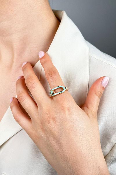 Sose Moda Turquoise Enameled Ring - Gold